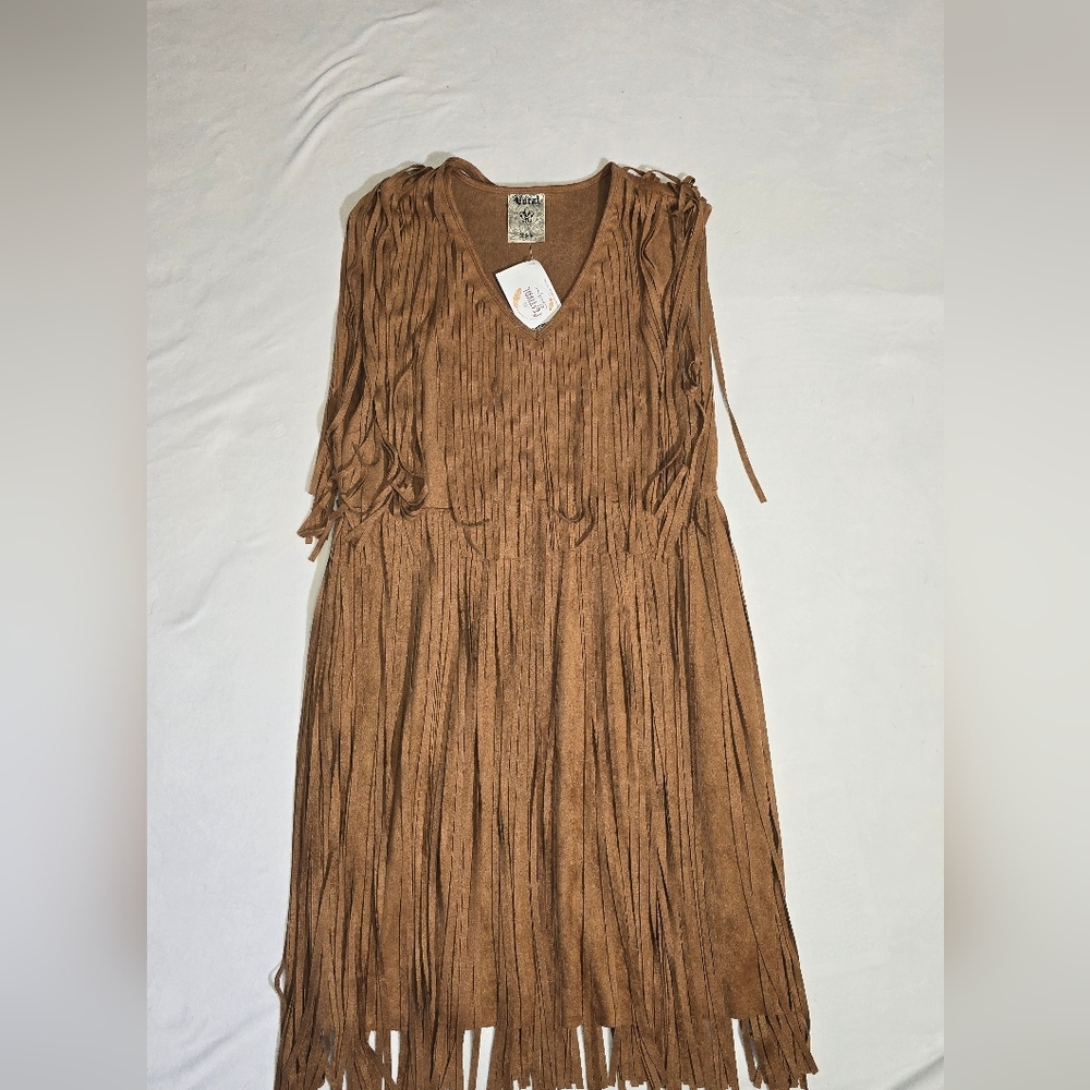 Vocal Tan Fringe Mini Dress - Picture 2 of 5